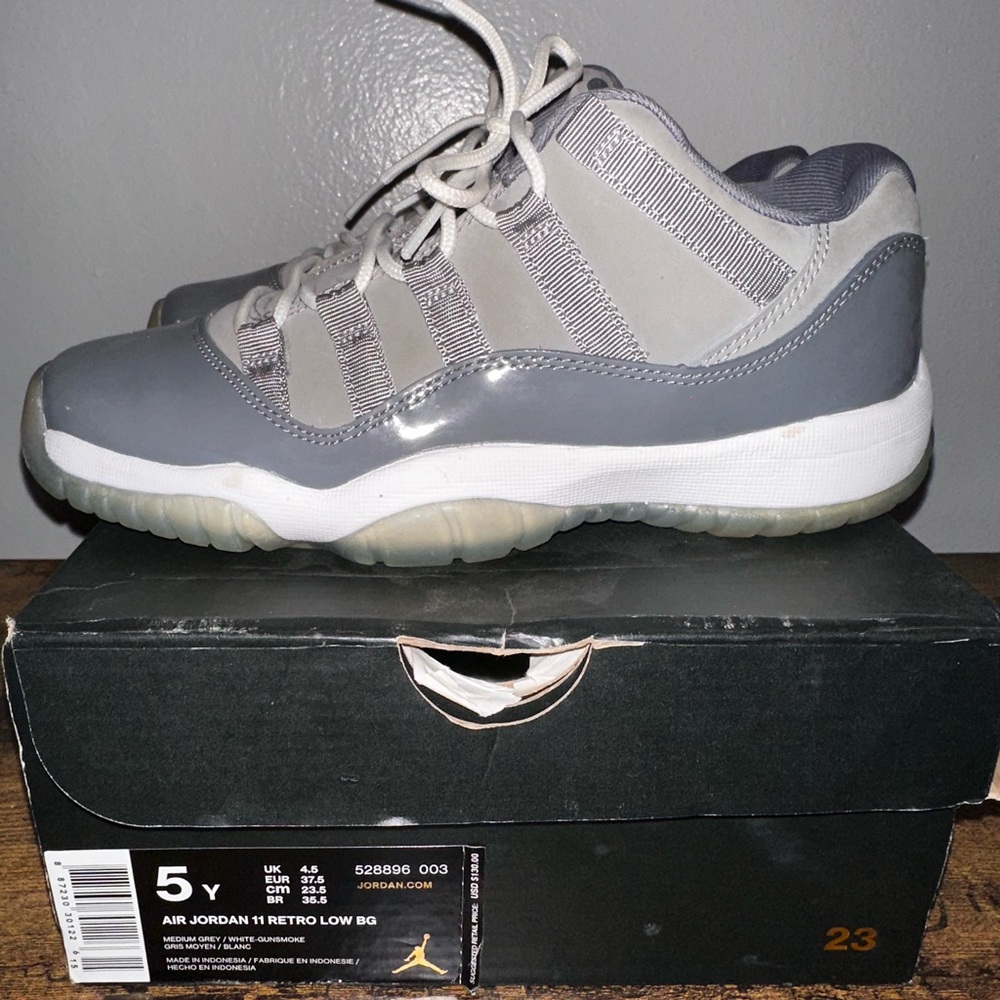 Jordan 11 Retro Low Kids Shoes Size 5y - Cool Grey